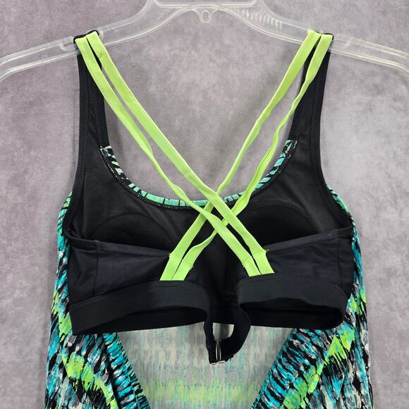 BCG Green Padded Sports Bra Swimwear Tankini Drape Back Tank Top Medium M 8 - Picture 5 of 8